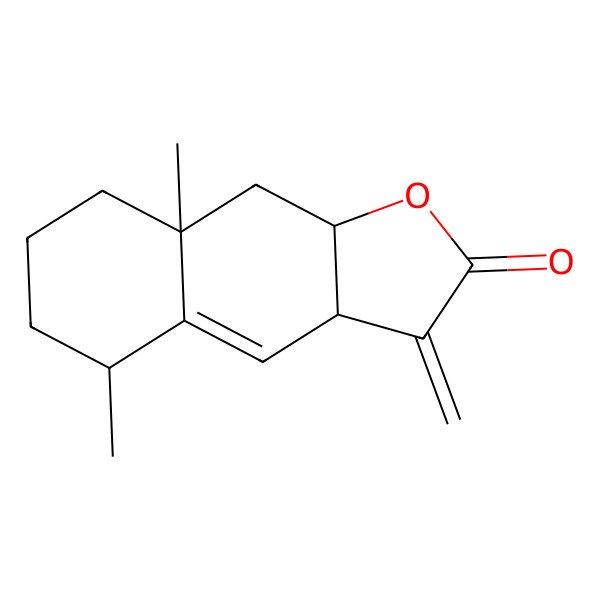 2D Structure of (3aS,5S,8aR,9aR)-5,8a-dimethyl-3-methylidene-5,6,7,8,9,9a-hexahydro-3aH-benzo[f][1]benzofuran-2-one
