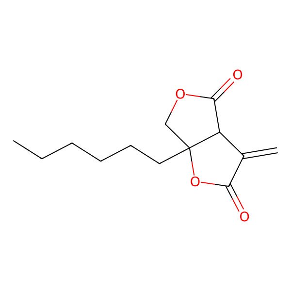 2D Structure of (3aS,6aR)-6a-hexyl-3-methylidene-3a,6-dihydrofuro[3,4-b]furan-2,4-dione