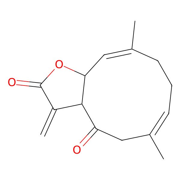 2D Structure of (3aS,6E,10E,11aS)-6,10-dimethyl-3-methylidene-5,8,9,11a-tetrahydro-3aH-cyclodeca[b]furan-2,4-dione