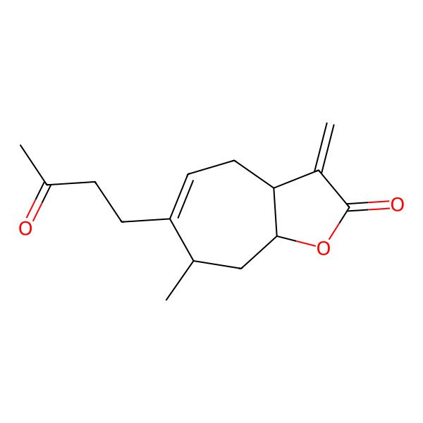 2D Structure of (3aS,7S,8aS)-7-methyl-3-methylidene-6-(3-oxobutyl)-4,7,8,8a-tetrahydro-3aH-cyclohepta[b]furan-2-one