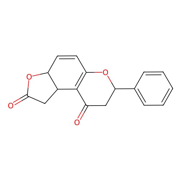 2D Structure of (3aS,7S,9bR)-7-phenyl-3a,7,8,9b-tetrahydro-1H-furo[3,2-f]chromene-2,9-dione