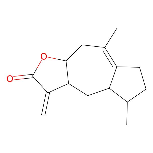 2D Structure of (3aS,8R,8aS,9aR)-5,8-dimethyl-1-methylidene-3a,4,6,7,8,8a,9,9a-octahydroazuleno[6,5-b]furan-2-one