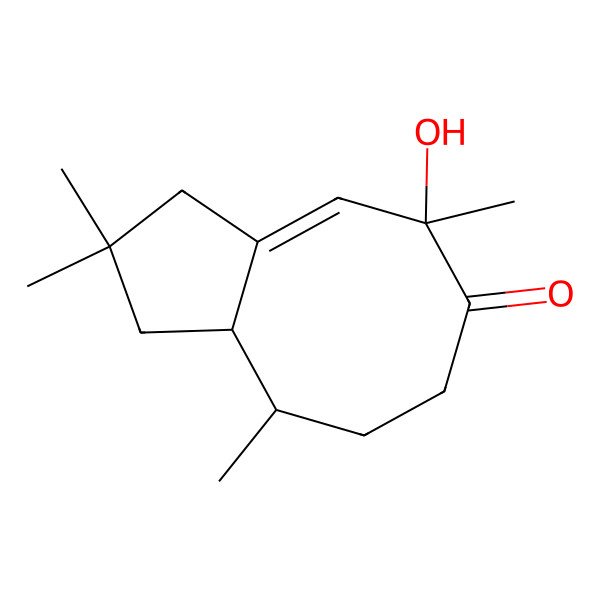 2D Structure of (3aZ,5R,9R,9aR)-5-hydroxy-2,2,5,9-tetramethyl-1,3,7,8,9,9a-hexahydrocyclopenta[8]annulen-6-one