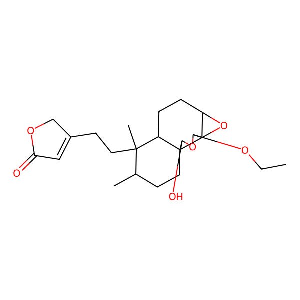 2D Structure of 3-[2-[(1S,2R,4S,5R,7S,10S,11R,12S)-4-ethoxy-2-hydroxy-11,12-dimethyl-3,6-dioxatetracyclo[8.4.0.01,5.05,7]tetradecan-11-yl]ethyl]-2H-furan-5-one