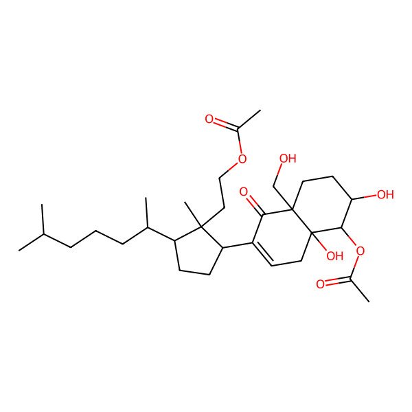 2D Structure of 2-[2-[5-acetyloxy-4a,6-dihydroxy-8a-(hydroxymethyl)-1-oxo-5,6,7,8-tetrahydro-4H-naphthalen-2-yl]-1-methyl-5-(6-methylheptan-2-yl)cyclopentyl]ethyl acetate