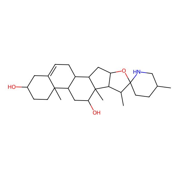 2D Structure of 5',7,9,13-Tetramethylspiro[5-oxapentacyclo[10.8.0.02,9.04,8.013,18]icos-18-ene-6,2'-piperidine]-10,16-diol