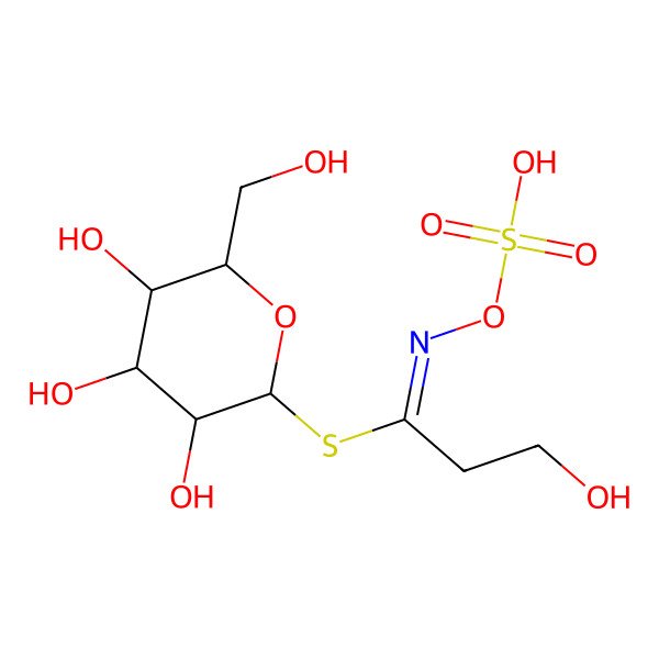 2D Structure of [(2R,3R,4S,5R,6R)-3,4,5-trihydroxy-6-(hydroxymethyl)oxan-2-yl] (1Z)-3-hydroxy-N-sulfooxypropanimidothioate