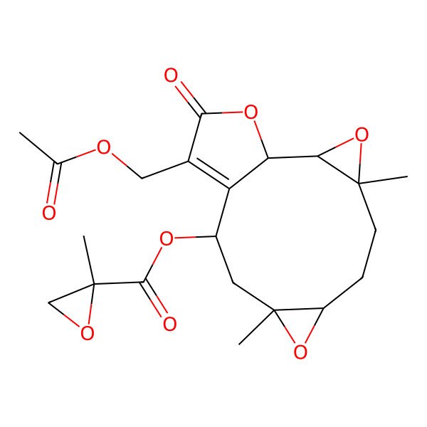 2D Structure of [(1S,2S,4R,7R,9R,11S)-13-(acetyloxymethyl)-4,9-dimethyl-14-oxo-3,8,15-trioxatetracyclo[10.3.0.02,4.07,9]pentadec-12-en-11-yl] (2S)-2-methyloxirane-2-carboxylate