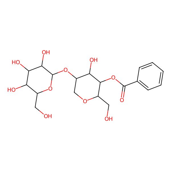 2D Structure of [(2R,3R,4S,5S)-4-hydroxy-2-(hydroxymethyl)-5-[(2R,3R,4S,5S,6R)-3,4,5-trihydroxy-6-(hydroxymethyl)oxan-2-yl]oxyoxan-3-yl] benzoate
