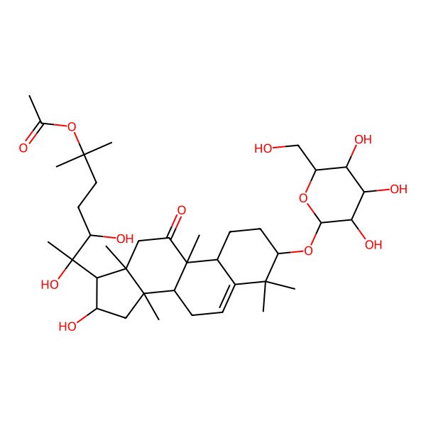 2D Structure of (3b,16a,20R)-25-Acetoxy-3,16,20,22-tetrahydroxy-5-cucurbiten-11-one 3-glucoside