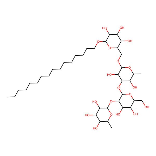 2D Structure of (2S,3R,4R,5R,6S)-2-[(2S,3R,4S,5S,6R)-2-[(2R,3R,4R,5S,6S)-2-[[(2R,3S,4S,5R,6R)-6-hexadecoxy-3,4,5-trihydroxyoxan-2-yl]methoxy]-3,5-dihydroxy-6-methyloxan-4-yl]oxy-4,5-dihydroxy-6-(hydroxymethyl)oxan-3-yl]oxy-6-methyloxane-3,4,5-triol