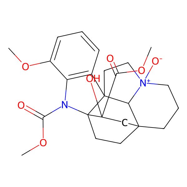2D Structure of dimethyl (1S,9R,16R,18S,21S)-18-hydroxy-4-methoxy-12-oxido-2-aza-12-azoniahexacyclo[14.2.2.19,12.01,9.03,8.016,21]henicosa-3(8),4,6-triene-2,18-dicarboxylate