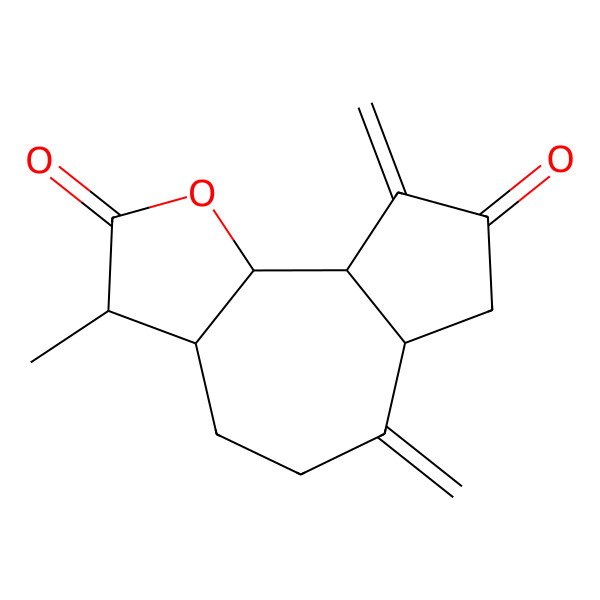 2D Structure of (3S,3aS,6aR,9aR,9bS)-3-methyl-6,9-dimethylidene-3,3a,4,5,6a,7,9a,9b-octahydroazuleno[4,5-b]furan-2,8-dione