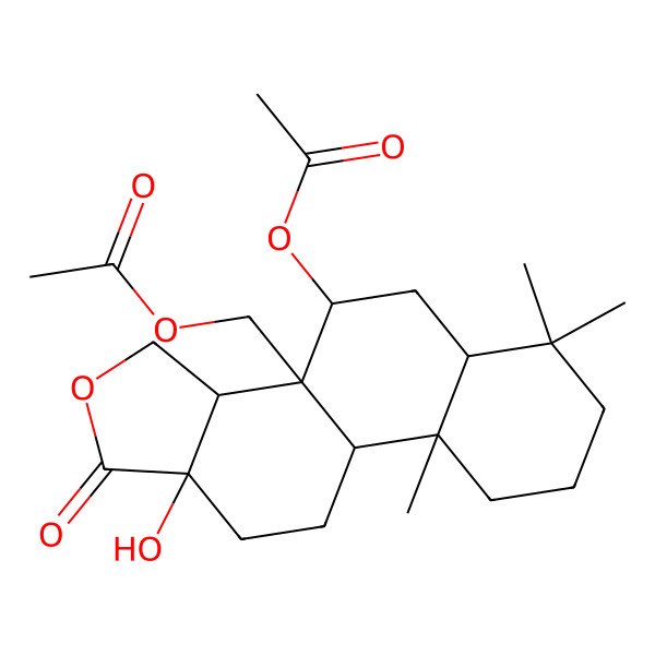 2D Structure of (4-acetyloxy-11a-hydroxy-6,6,9a-trimethyl-1-oxo-3a,4,5,5a,7,8,9,9b,10,11-decahydro-3H-naphtho[2,1-e][2]benzofuran-3b-yl)methyl acetate