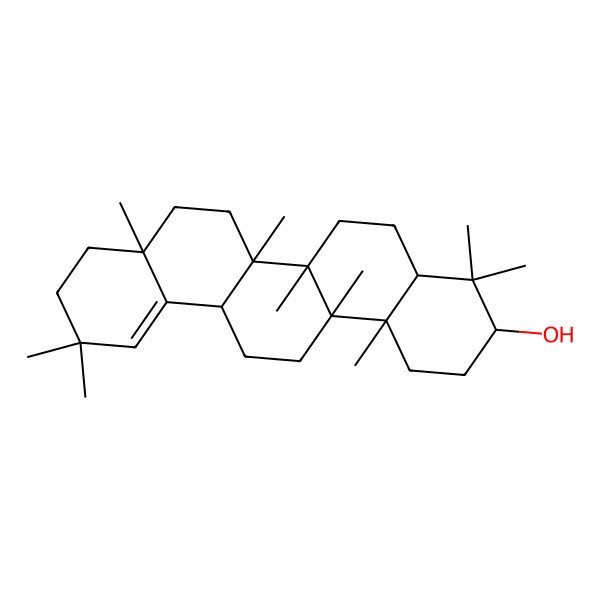 2D Structure of (3S,4aR,6aS,6aS,6bR,8aR,14aR,14bS)-4,4,6a,6b,8a,11,11,14a,14b-nonamethyl-2,3,4a,5,6,6a,7,8,9,10,13,14-dodecahydro-1H-picen-3-ol