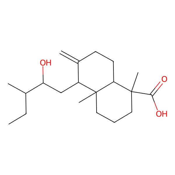 2D Structure of (1S,4aR,5R,8aR)-5-[(2R,3S)-2-hydroxy-3-methylpentyl]-1,4a-dimethyl-6-methylidene-3,4,5,7,8,8a-hexahydro-2H-naphthalene-1-carboxylic acid