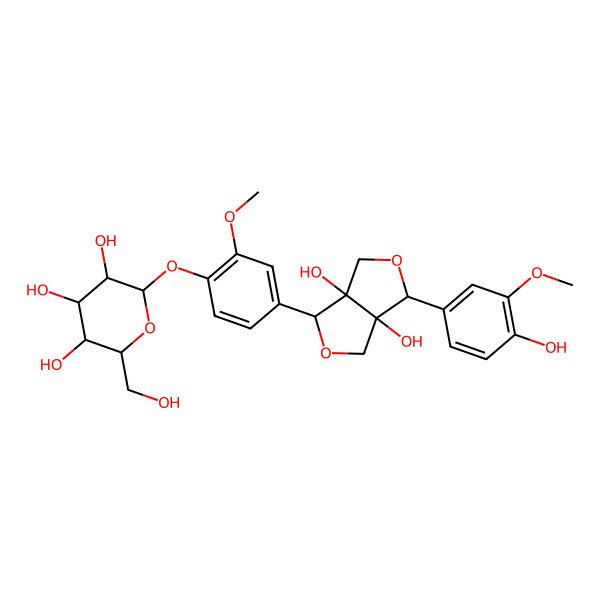 2D Structure of 2-[4-[3a,6a-Dihydroxy-3-(4-hydroxy-3-methoxyphenyl)-1,3,4,6-tetrahydrofuro[3,4-c]furan-6-yl]-2-methoxyphenoxy]-6-(hydroxymethyl)oxane-3,4,5-triol