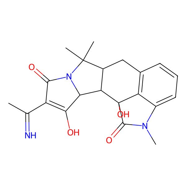 2D Structure of 5-Ethanimidoyl-1,4-dihydroxy-8,8,16-trimethyl-7,16-diazapentacyclo[9.6.1.02,9.03,7.015,18]octadeca-4,11(18),12,14-tetraene-6,17-dione