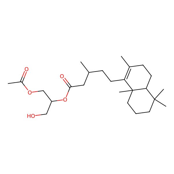 2D Structure of (1-Acetyloxy-3-hydroxypropan-2-yl) 5-(2,5,5,8a-tetramethyl-3,4,4a,6,7,8-hexahydronaphthalen-1-yl)-3-methylpentanoate
