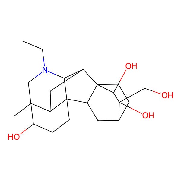 2D Structure of 7-Ethyl-12-(hydroxymethyl)-5-methyl-7-azahexacyclo[7.6.2.210,13.01,8.05,16.010,15]nonadecane-4,11,12-triol