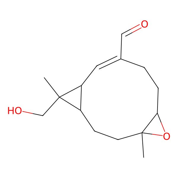 2D Structure of (1R,4R,6R,9Z,11S,12S)-12-(hydroxymethyl)-4,12-dimethyl-5-oxatricyclo[9.1.0.04,6]dodec-9-ene-9-carbaldehyde