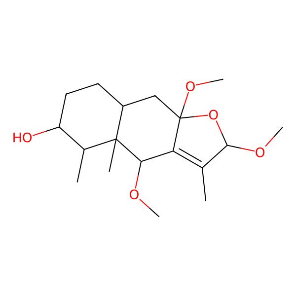 2D Structure of (3b,6b,8a,12a)-8,12-Epoxy-7(11)-eremophilene-6,8,12-trimethoxy-3-ol