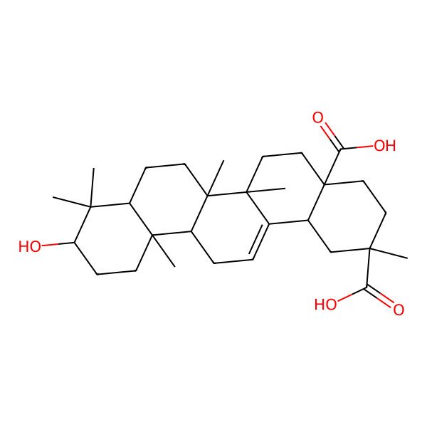 2D Structure of 10-Hydroxy-2,6a,6b,9,9,12a-hexamethyl-1,3,4,5,6,6a,7,8,8a,10,11,12,13,14b-tetradecahydropicene-2,4a-dicarboxylic acid