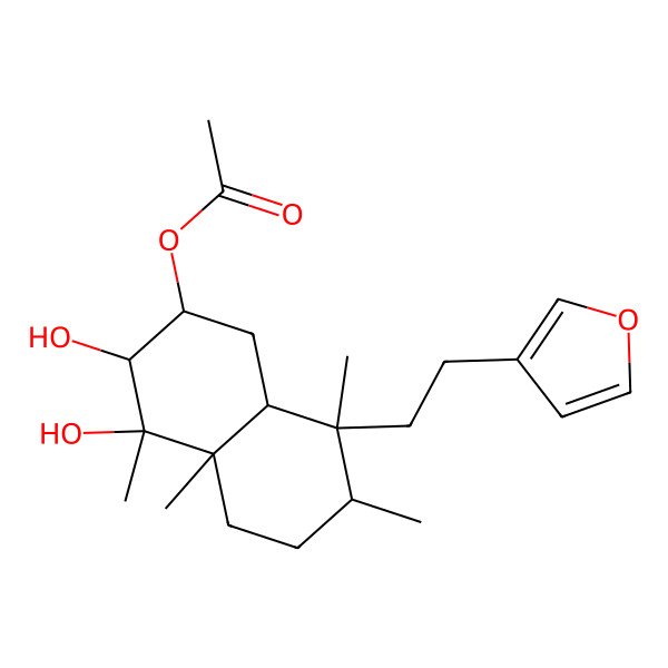 2D Structure of [(2R,3R,4R,4aR,7R,8S,8aR)-8-[2-(furan-3-yl)ethyl]-3,4-dihydroxy-4,4a,7,8-tetramethyl-2,3,5,6,7,8a-hexahydro-1H-naphthalen-2-yl] acetate
