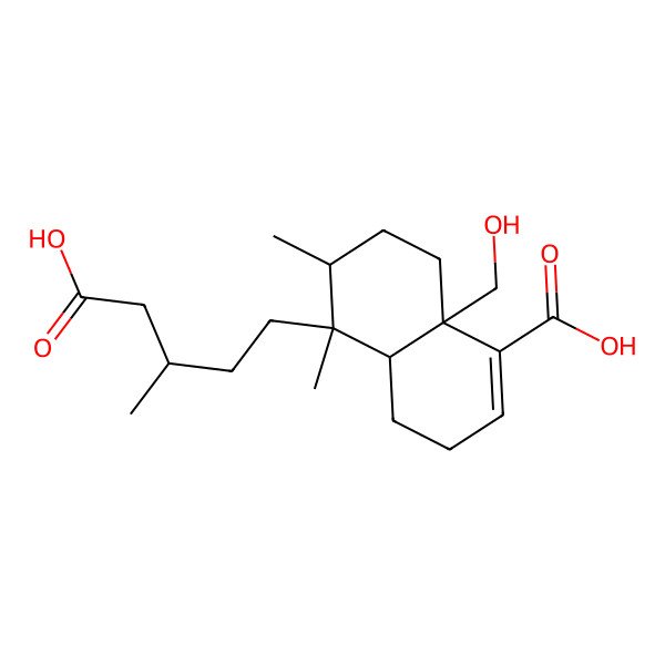 2D Structure of (4aR,5S,6R,8aS)-5-[(3R)-4-carboxy-3-methylbutyl]-8a-(hydroxymethyl)-5,6-dimethyl-3,4,4a,6,7,8-hexahydronaphthalene-1-carboxylic acid