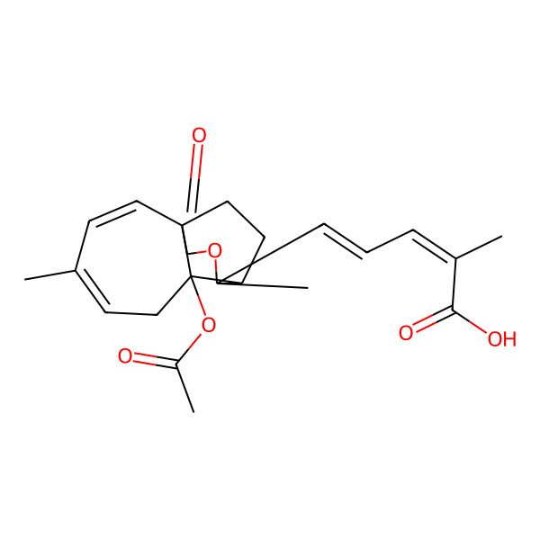 2D Structure of (2E,4E)-5-[(1R,7S,8S,9S)-7-acetyloxy-4,9-dimethyl-11-oxo-10-oxatricyclo[6.3.2.01,7]trideca-2,4-dien-9-yl]-2-methylpenta-2,4-dienoic acid