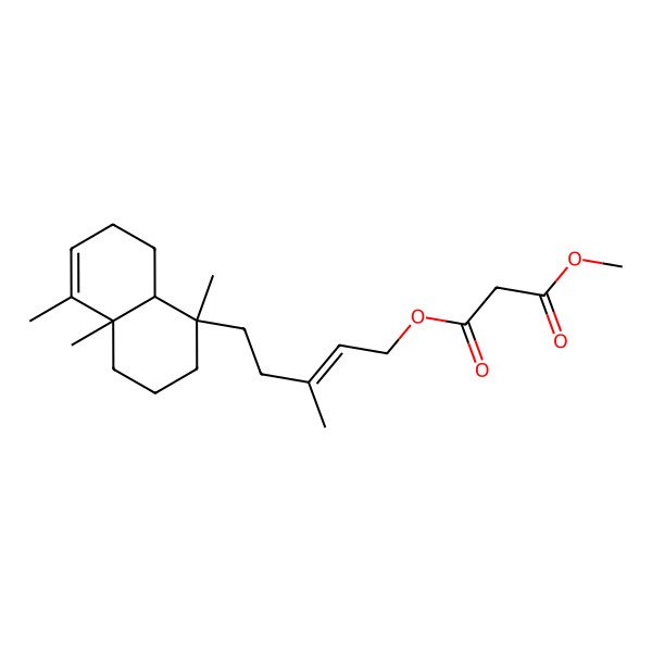 2D Structure of 3-O-[5-(1,4a,5-trimethyl-2,3,4,7,8,8a-hexahydronaphthalen-1-yl)-3-methylpent-2-enyl] 1-O-methyl propanedioate