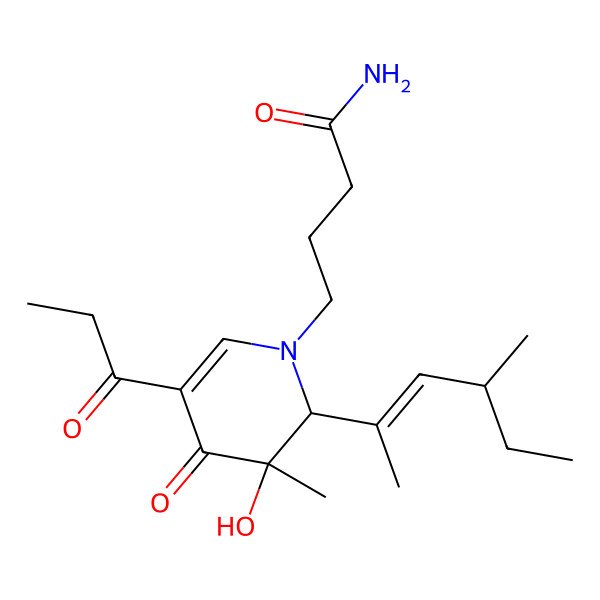 2D Structure of 4-[(2R,3S)-3-hydroxy-3-methyl-2-[(E,4S)-4-methylhex-2-en-2-yl]-4-oxo-5-propanoyl-2H-pyridin-1-yl]butanamide