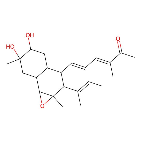 2D Structure of 6-(2-But-2-en-2-yl-5,6-dihydroxy-1a,6-dimethyl-2,3,3a,4,5,7,7a,7b-octahydronaphtho[1,2-b]oxiren-3-yl)-3-methylhexa-3,5-dien-2-one