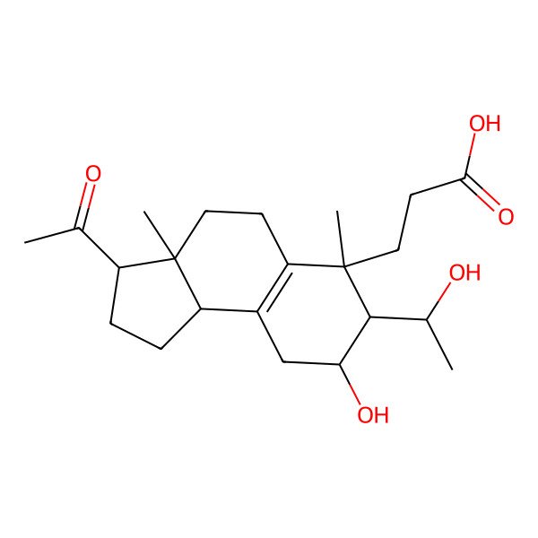 2D Structure of 3-[3-acetyl-8-hydroxy-7-(1-hydroxyethyl)-3a,6-dimethyl-2,3,4,5,7,8,9,9b-octahydro-1H-cyclopenta[a]naphthalen-6-yl]propanoic acid