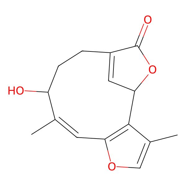 2D Structure of (1R,7Z,9R)-9-hydroxy-3,8-dimethyl-5,14-dioxatricyclo[10.2.1.02,6]pentadeca-2(6),3,7,12(15)-tetraen-13-one