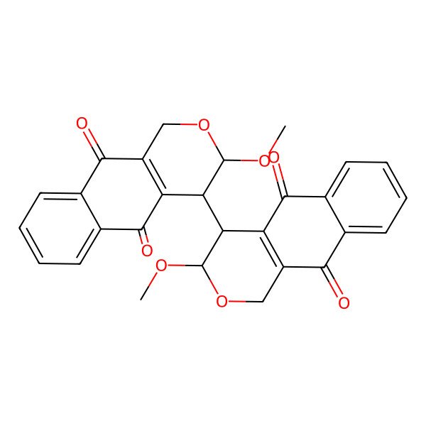 2D Structure of (3S,4S)-3-methoxy-4-[(3S,4S)-3-methoxy-5,10-dioxo-3,4-dihydro-1H-benzo[g]isochromen-4-yl]-3,4-dihydro-1H-benzo[g]isochromene-5,10-dione