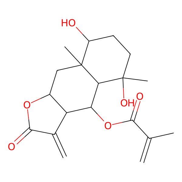 2D Structure of (5,8-Dihydroxy-5,8a-dimethyl-3-methylidene-2-oxo-3a,4,4a,6,7,8,9,9a-octahydrobenzo[f][1]benzofuran-4-yl) 2-methylprop-2-enoate