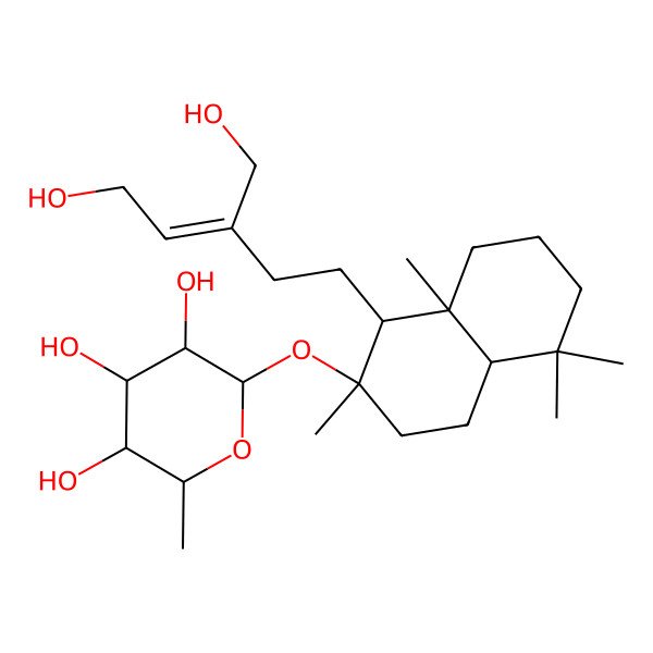 2D Structure of 2-[[1-[5-hydroxy-3-(hydroxymethyl)pent-3-enyl]-2,5,5,8a-tetramethyl-3,4,4a,6,7,8-hexahydro-1H-naphthalen-2-yl]oxy]-6-methyloxane-3,4,5-triol