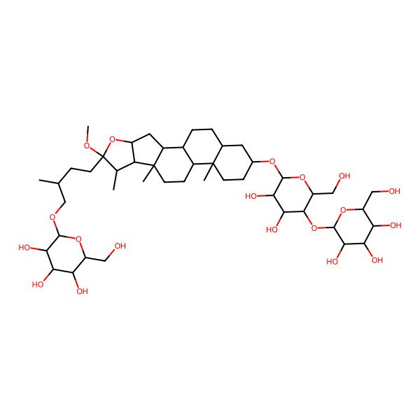 2D Structure of (2R,3R,4S,5S,6R)-2-[(2R)-4-[(1R,2S,4S,6R,7S,8R,9S,12S,13S,16S,18R)-16-[(2R,3R,4R,5R,6R)-3,4-dihydroxy-6-(hydroxymethyl)-5-[(2S,3R,4S,5S,6R)-3,4,5-trihydroxy-6-(hydroxymethyl)oxan-2-yl]oxyoxan-2-yl]oxy-6-methoxy-7,9,13-trimethyl-5-oxapentacyclo[10.8.0.02,9.04,8.013,18]icosan-6-yl]-2-methylbutoxy]-6-(hydroxymethyl)oxane-3,4,5-triol