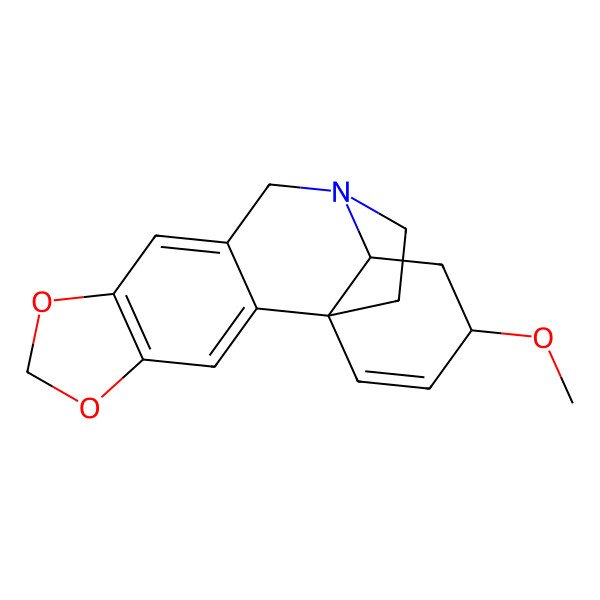 2D Structure of (1R,13S,15R)-15-methoxy-5,7-dioxa-12-azapentacyclo[10.5.2.01,13.02,10.04,8]nonadeca-2,4(8),9,16-tetraene