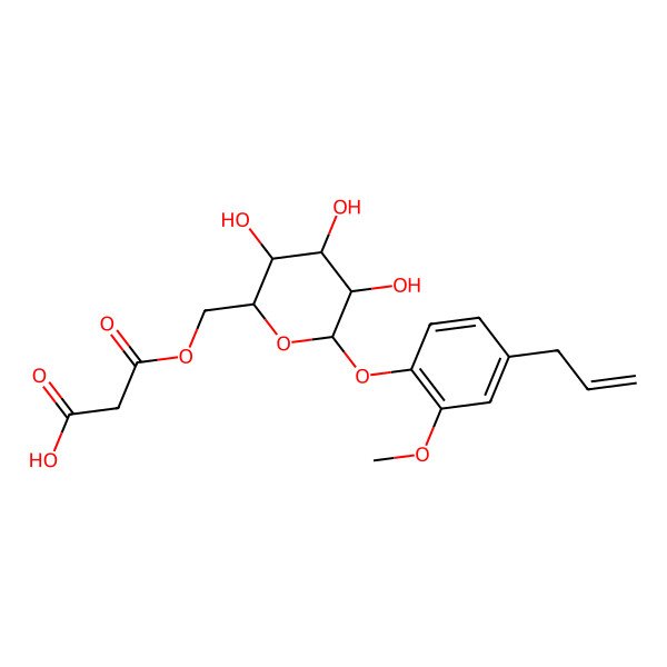2D Structure of 3-oxo-3-[[(2R,3S,4S,5R,6S)-3,4,5-trihydroxy-6-(2-methoxy-4-prop-2-enylphenoxy)oxan-2-yl]methoxy]propanoic acid