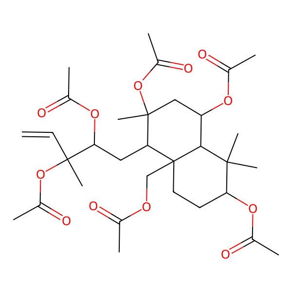 2D Structure of [1,3,7-triacetyloxy-4-(2,3-diacetyloxy-3-methylpent-4-enyl)-3,8,8-trimethyl-2,4,5,6,7,8a-hexahydro-1H-naphthalen-4a-yl]methyl acetate
