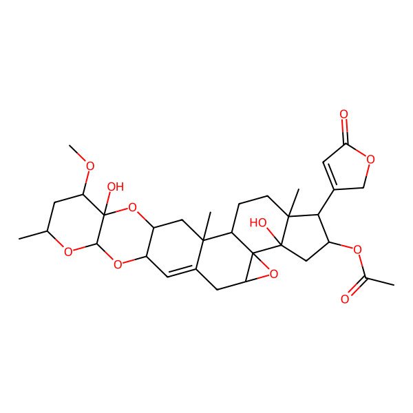 2D Structure of [9,23-dihydroxy-22-methoxy-1,5,20-trimethyl-6-(5-oxo-2H-furan-3-yl)-11,17,19,24-tetraoxaheptacyclo[12.12.0.02,10.05,9.010,12.016,25.018,23]hexacos-14-en-7-yl] acetate