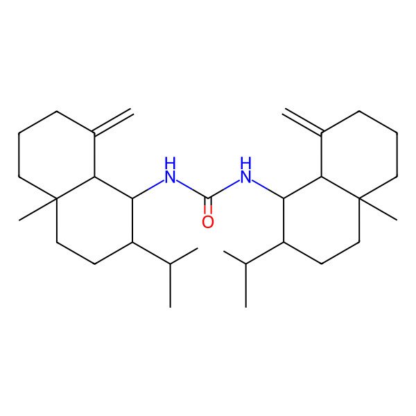 2D Structure of 1,3-bis[(1S,2S,4aR,8aS)-4a-methyl-8-methylidene-2-propan-2-yl-1,2,3,4,5,6,7,8a-octahydronaphthalen-1-yl]urea