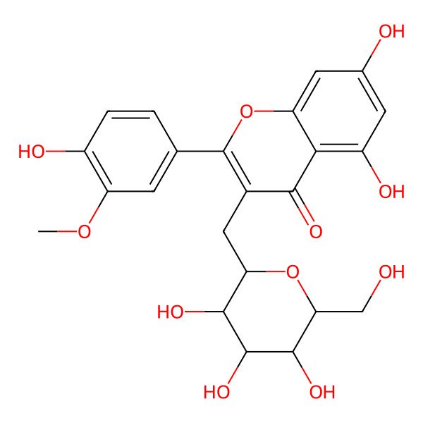 2D Structure of 5,7-dihydroxy-2-(4-hydroxy-3-methoxyphenyl)-3-[[(2S,3R,4R,5S,6R)-3,4,5-trihydroxy-6-(hydroxymethyl)oxan-2-yl]methyl]chromen-4-one