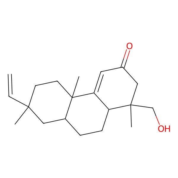 2D Structure of (1R,4bR,7R,8aR,10aR)-7-ethenyl-1-(hydroxymethyl)-1,4b,7-trimethyl-2,5,6,8,8a,9,10,10a-octahydrophenanthren-3-one