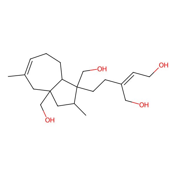 2D Structure of (Z)-2-[2-[(1R,2R,3aS,8aS)-1,3a-bis(hydroxymethyl)-2,5-dimethyl-2,3,4,7,8,8a-hexahydroazulen-1-yl]ethyl]but-2-ene-1,4-diol