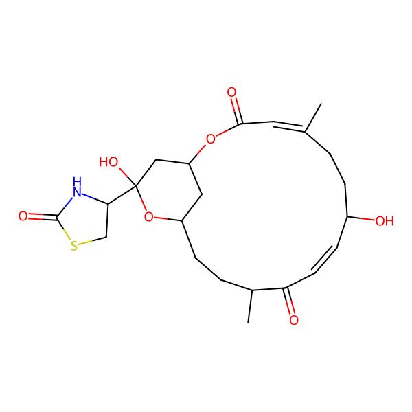 2D Structure of 8,17-Dihydroxy-5,12-dimethyl-17-(2-oxo-1,3-thiazolidin-4-yl)-2,16-dioxabicyclo[13.3.1]nonadeca-4,9-diene-3,11-dione