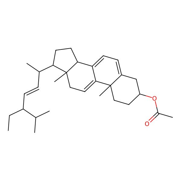 2D Structure of [17-(5-ethyl-6-methylhept-3-en-2-yl)-10,13-dimethyl-2,3,4,12,14,15,16,17-octahydro-1H-cyclopenta[a]phenanthren-3-yl] acetate
