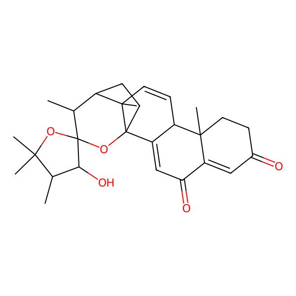 2D Structure of (1S,3'R,4'S,10R,11R,14S,15R,16S,17S)-3'-hydroxy-4',5',5',10,14,16-hexamethylspiro[18-oxapentacyclo[13.3.2.01,14.02,11.05,10]icosa-2,5,12-triene-17,2'-oxolane]-4,7-dione